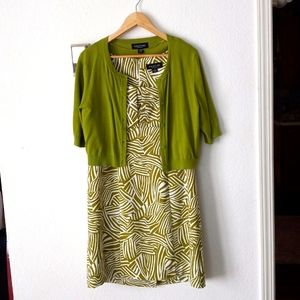 Perceptions New York Womans Green Stripe Midi Dress 14